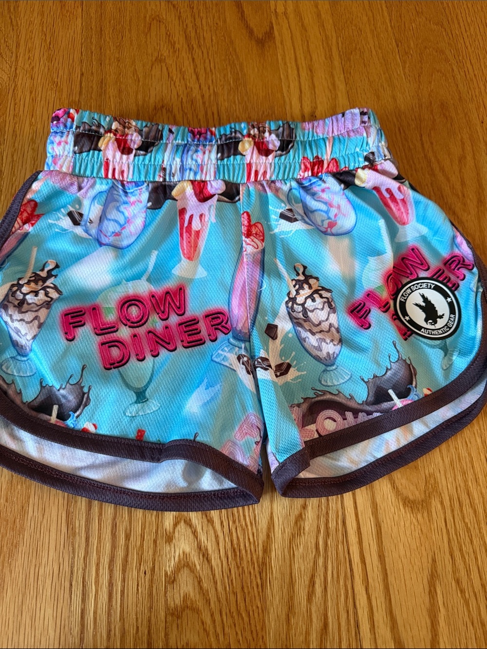 Girls Flow Diner Aqua Graphic Athletic Shorts
